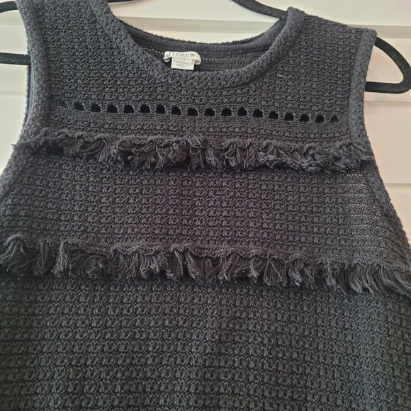 J Crew Beach Dress Black Crochet with Cute Fringe Boho - Picture 9 of 9
